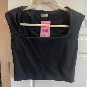 Black Spank-like Material Crop Top new with tags